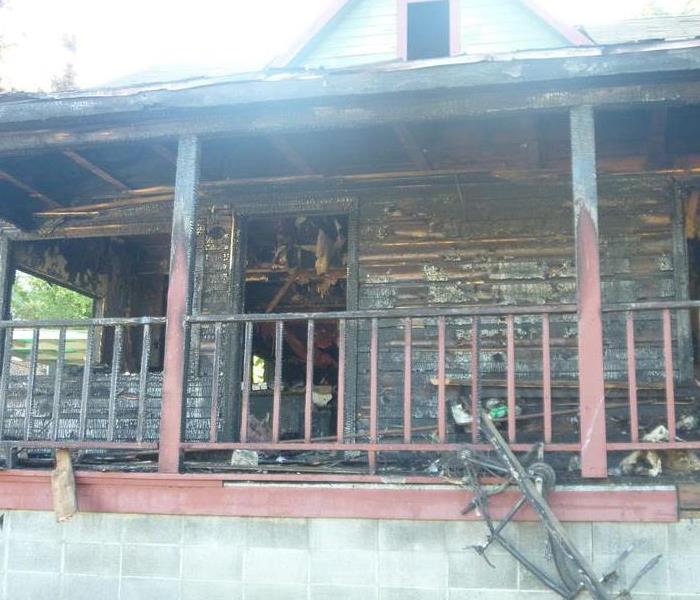 Fire damage on a residential home