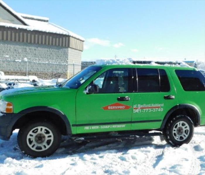 SERVPRO vehicle with snow on and around it